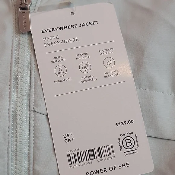 NWT Athleta Mint Green Everywhere Windbreaker Jacket w/ Hidden Hood. Small - Picture 5 of 12